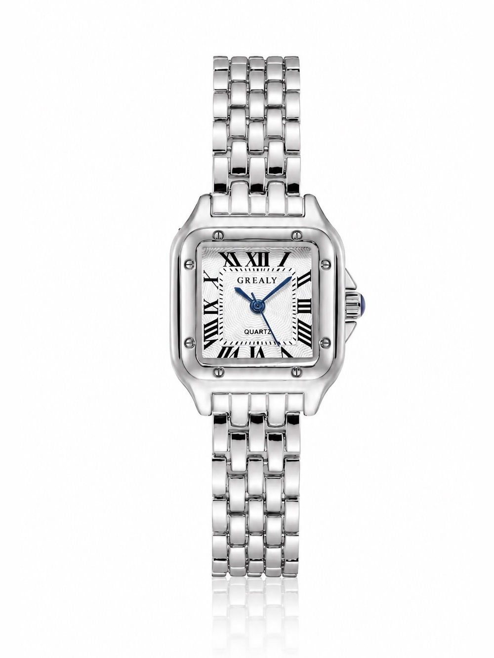 Luxury Silver Square Quartz Watch